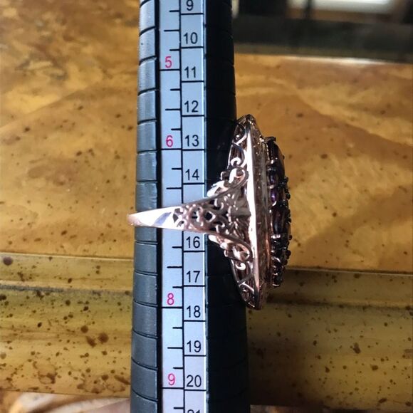 Natural Rhodolite Garnet Sterling Silver Cocktail Ring Size 7 - Picture 4 of 10